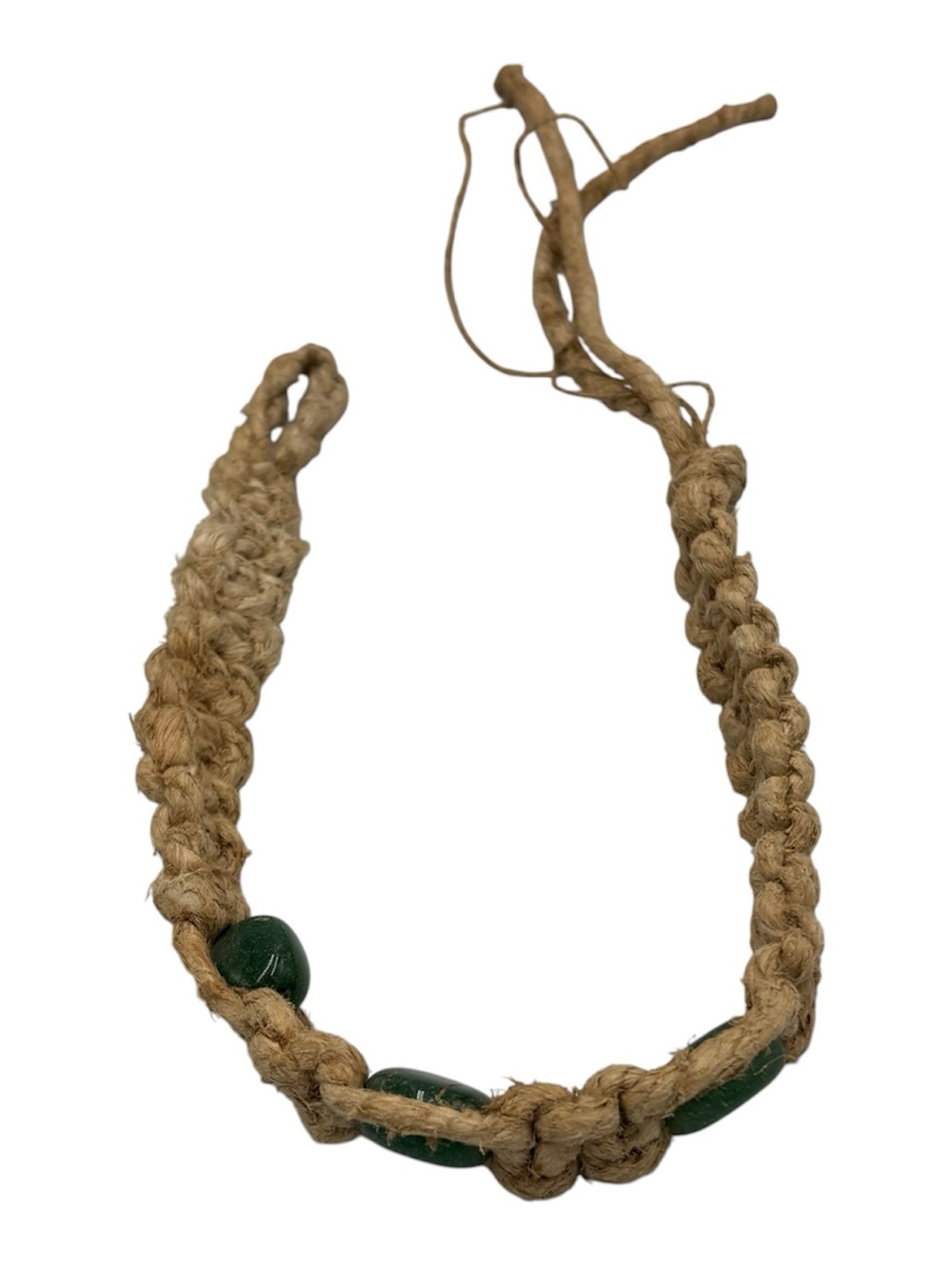 1 Of 1 15.5” Handmade Thick Hemp 6.5” Adjustable Necklace W/ Glass Pendant